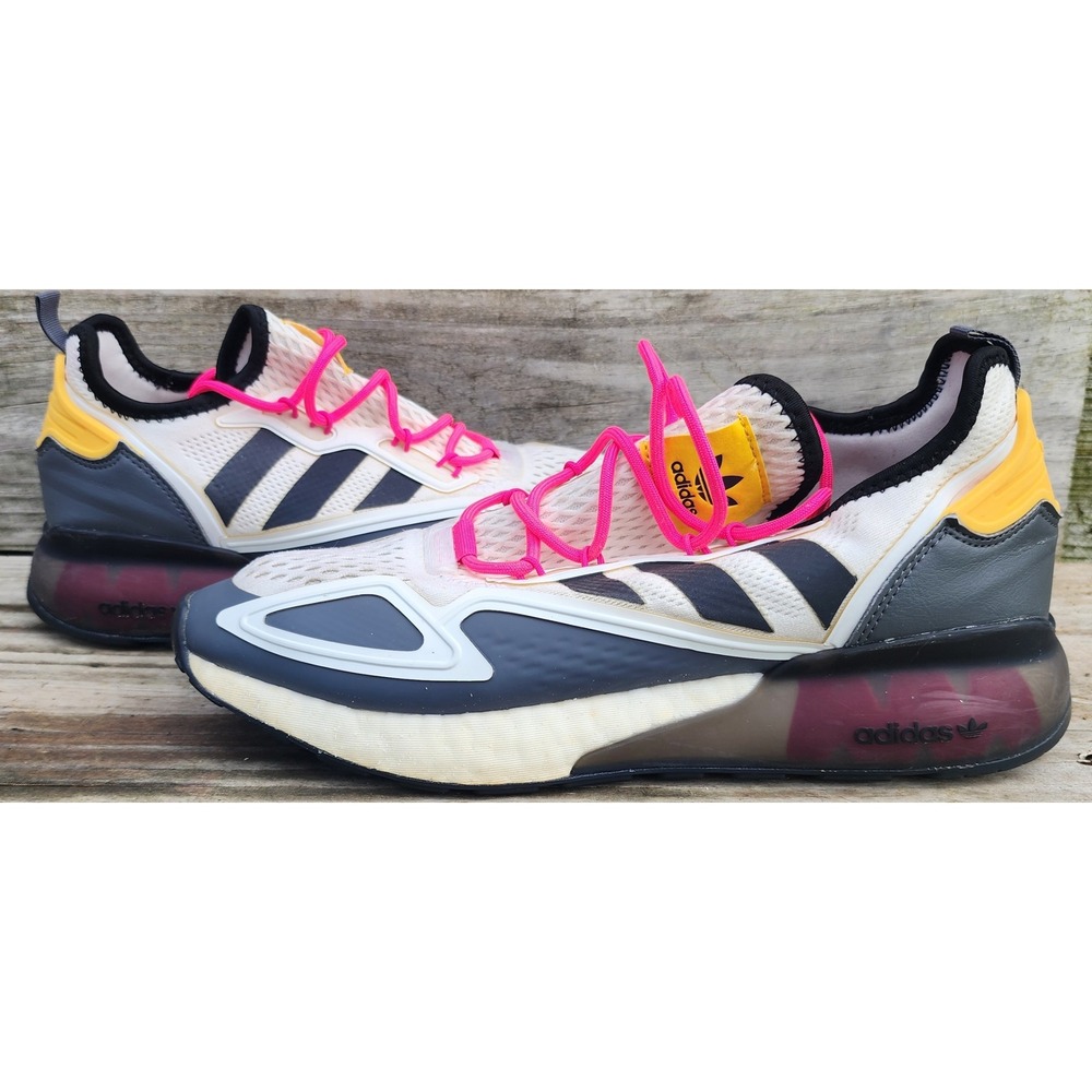 Adidas ZX 2K Boost Ninja Time In White Grey Pink Mens Size 9 Shoes READ
